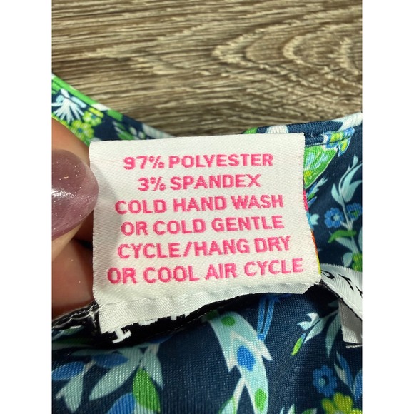 Gretchen Scott XS Floral A-Line Dress Blue Green Twirly Whirly Short Sleeve - Picture 7 of 10